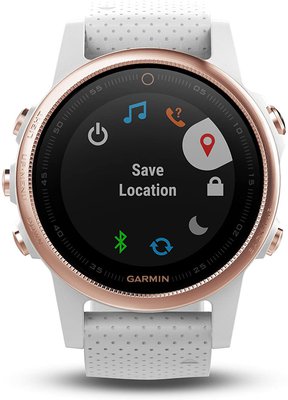 Garmin fenix 5s, Premium and Rugged Smaller-Sized Multisport GPS Smartwatch, Sapphire Glass, Rose Gold/White