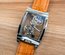 Mens Silver Bridge Manual Mechanical Watch - Orange Leather DIASTERIA 1688