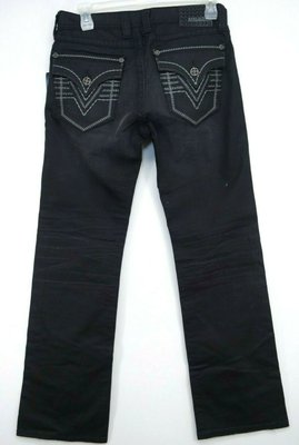 New Affliction Mens Cooper Black Straight Leg Regular Fit Denim Jeans Sz 32 x 33