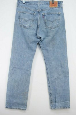 Levis Mens 501 0134 Blue Original Button Fly Straight Leg Denim Jeans Sz 33 x 32