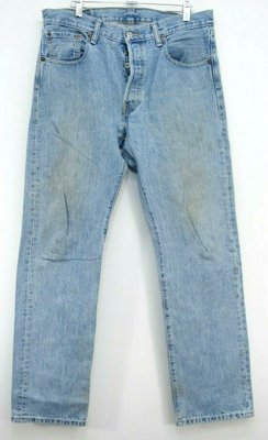 Levis Mens 501 0134 Blue Original Button Fly Straight Leg Denim Jeans Sz 33 x 32