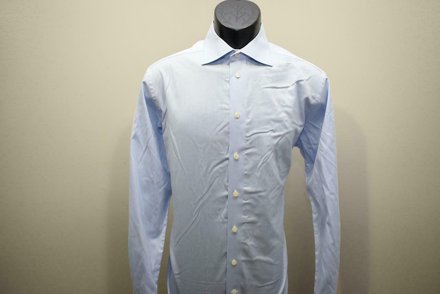 Eton Designer Dress Shirt Blue Long Sleeve French Cuff Mens Size 15.5 Medium