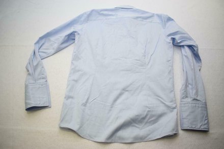 Eton Designer Dress Shirt Blue Long Sleeve French Cuff Mens Size 15.5 Medium