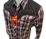 Mens RODEO WESTERN BURGUNDY PLAID STITCH Long Sleeve SNAP UP Shirt Cowboy 532