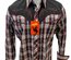 Mens RODEO WESTERN BURGUNDY PLAID STITCH Long Sleeve SNAP UP Shirt Cowboy 532