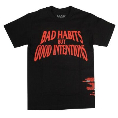 New VLONE x NAV Black 'Bad Habits but Good Intentions' T-Shirt Exclusive Tee